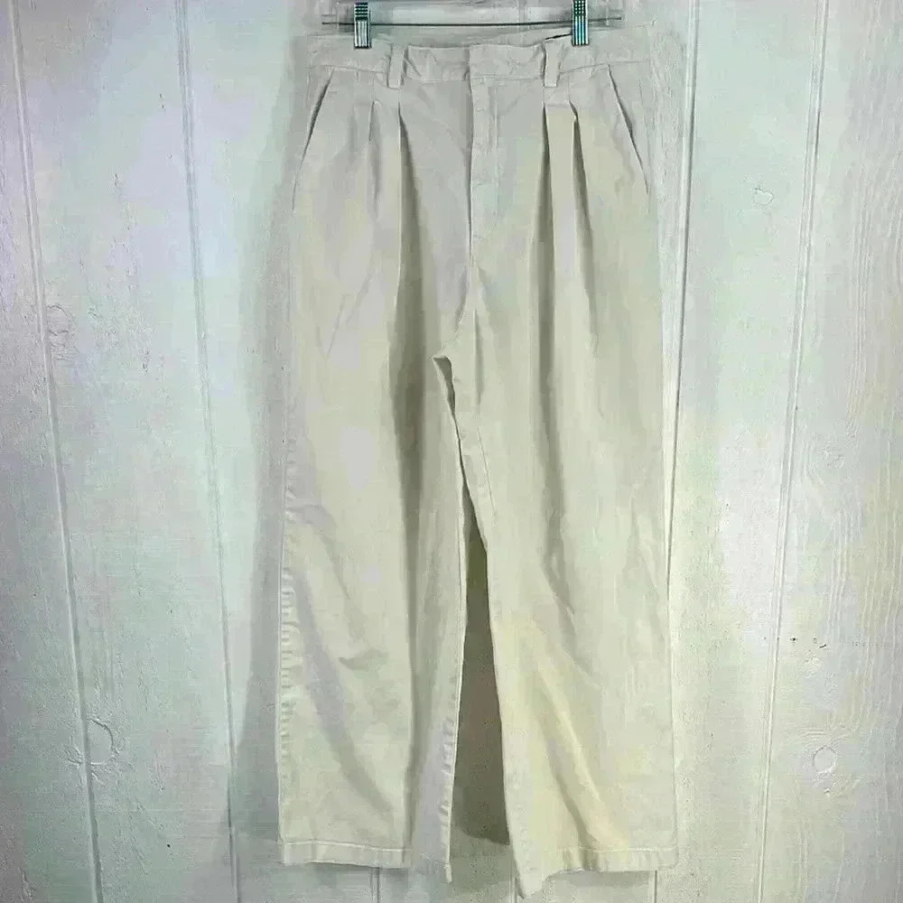 GAP Women’s Wide Leg Cream Pleated Khakis Pants 29” inseam with double enclosure